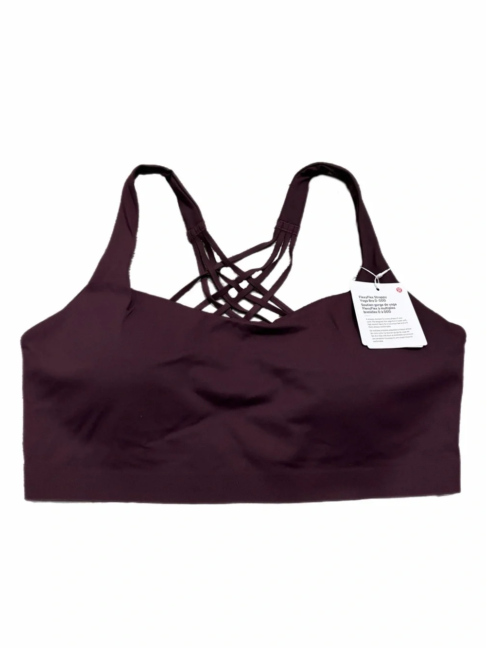 NWT Lululemon FlexyFlex Yoga Bra *Light Support, D-DDD Cups Black Plum Size L/XL